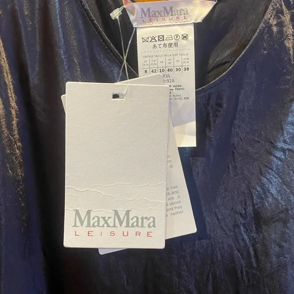 MaxMara Navy Talete Satin Midi Dress - Picture 6 of 13